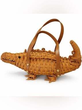 Tommy Bahama Woven Crocodile-Shaped Mini Bag in Tan- NWT